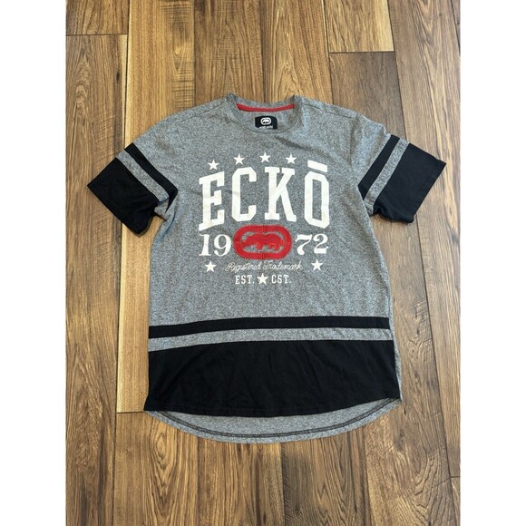 Vintage Y2K Ecko T-Shirt Mens Medium Gray Graphic Print Logo Rhino Hip Hop - Picture 1 of 4